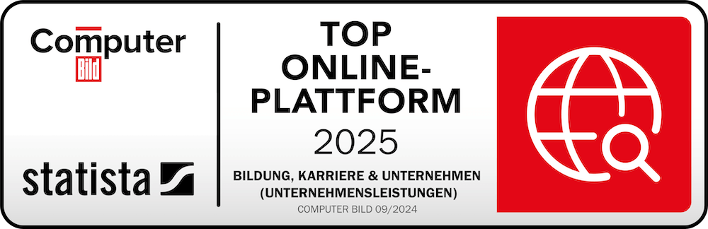 Das Siegel von Computer BILD und statista die absence.io als "Top Online-Plattform 2025" ausgezeichnet haben. 