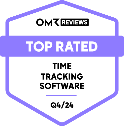 Das Siegel von Trustpilot das absence.io als "Top Rated Time Tracking Software" ausgezeichnet hat.