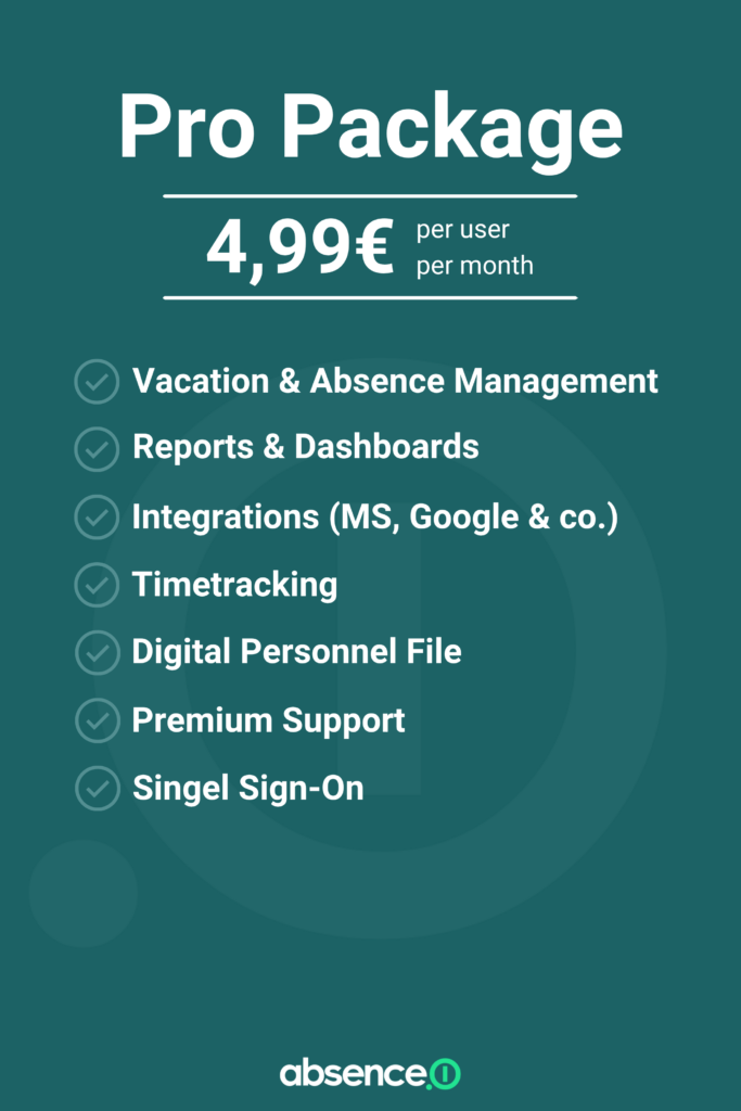 features of pro package from absence.io 